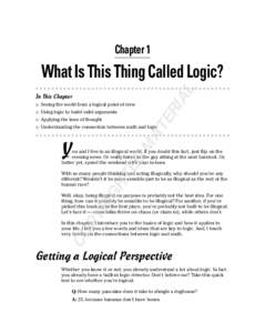 Chapter 1  AL What Is This Thing Called Logic? In This Chapter