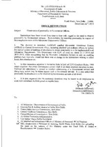 NoEstt.A-HI Government of India Ministry of Personnel, Public Grievances & Pensions Department of Personnel & Training Establishment A-III Desk *****