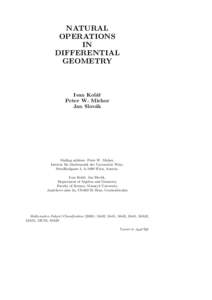 NATURAL OPERATIONS IN DIFFERENTIAL GEOMETRY