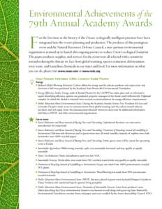 Environmental Achievements of the  79th Annual Academy Awards F