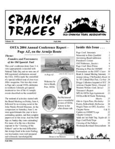 Volume 10  OSTA 2004 Annual Conference Report – Page AZ, on the Armijo Route Theme: Founders and Forerunners