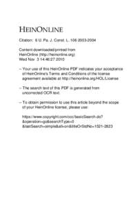 +(,121/,1( Citation: 6 U. Pa. J. Const. L[removed]Content downloaded/printed from HeinOnline (http://heinonline.org) Wed Nov 3 14:46:[removed]Your use of this HeinOnline PDF indicates your acceptance