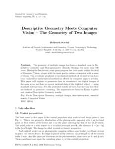 Journal for Geometry and Graphics Volume), No. 2, 137–153. Descriptive Geometry Meets Computer Vision – The Geometry of Two Images Hellmuth Stachel