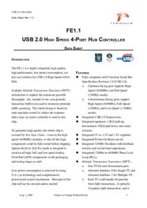 USBPort Hub Data Sheet Rev. 1.2 FE1.1 USB 2.0 HIGH SPEED 4-PORT HUB CONTROLLER _______________________DATA SHEET_______________________