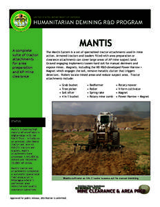 UNITED STATES DEPARTMENT OF DEFENSE  HUMANITARIAN DEMINING R&D PROGRAM MANTIS A complete