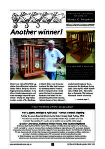 PO Box 1016 Bondi Junction NSW 1355 ABN[removed]MarApr 2013 newsletter Woodworkers Association of NSW