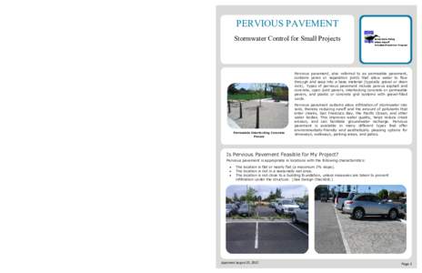 PERVIOUS PAVEMENT  Design Checklist When installing pervious pavement, the following design criteria should be considered.