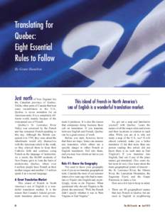Translating for Quebec: Eight Essential Rules to Follow By Grant Hamilton