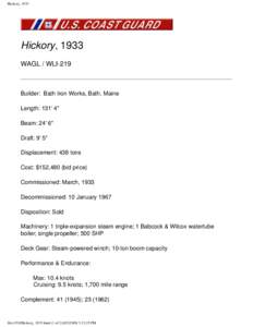 Hickory, 1933  Hickory, 1933 WAGL / WLI-219  Builder: Bath Iron Works, Bath, Maine