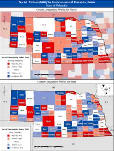Social Vulnerability to Environmental Hazards, 2000 State of Nebraska County Comparison Within the Nation 