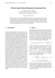 Brazilian Journal of Physics, vol. 34, no. 2B, June, Electron Spin-Phonon Relaxation in Quantum Dots A. M. Alcalde and G. E. Marques
