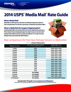 2014 USPS® Media Mail® Rate Guide What is Media Mail? Media Mail is a USPS mail class restricted to the delivery of books, film, audio and other recorded media. The mail class is also known as “Book Rate” among boo