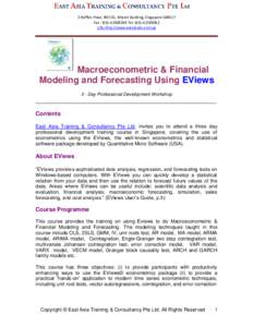 Macroeconometric & Financial Modeling and Forecasting using EVIews