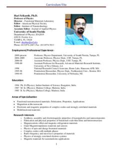 Resume of Dr. Hariharan Srikanth – updated June 2008