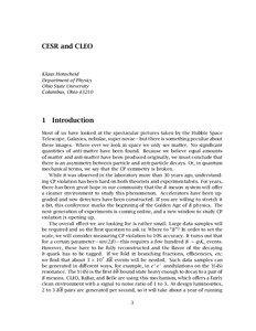 CESR and CLEO  Klaus Honscheid Department of Physics Ohio State University Columbus, Ohio 43210