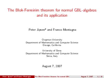 The Blok-Ferreirim theorem for normal GBL-algebras and its application