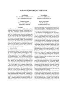 Methodically Modeling the Tor Network