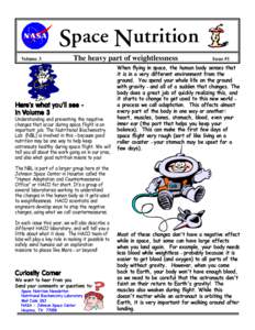 Space Nutrition Volume 3 The heavy part of weightlessness  Heres what yyoull