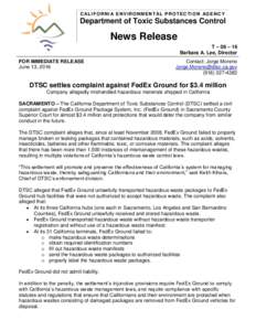 DTSC settles complaint against FedEx Ground for $3.4 million