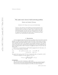 arXiv:1403.1766v1 [math.AP] 7 MarContemporary Mathematics The point source inverse back-scattering problem Rakesh and Gunther Uhlmann