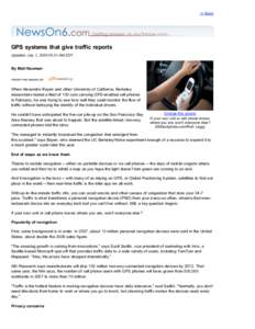 << Back  GPS systems that give traffic reports Updated: July 1, [removed]:21 AM EDT  By Matt Nauman