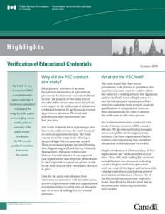 Highlights Verification of Educational Credentials The Public Service Commission (PSC) is an independent