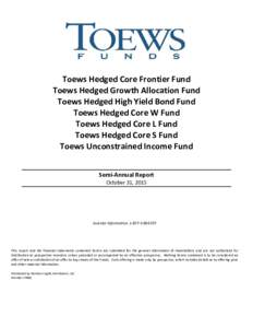 Toews Hedged Core Frontier Fund Toews Hedged Growth Allocation Fund Toews Hedged High Yield Bond Fund Toews Hedged Core W Fund Toews Hedged Core L Fund Toews Hedged Core S Fund