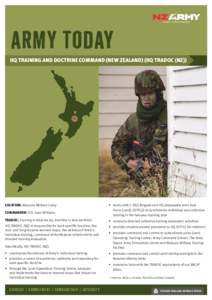 army today HQ Training and Doctrine Command (New Zealand) (HQ TRADOC (NZ)) Location: Waiouru Military Camp Commander: COL Evan Williams