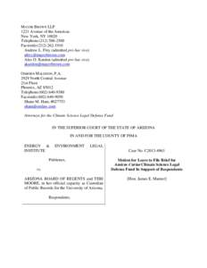 Legal documents / Climate Science Legal Defense Fund / Law / Amicus / Atmospheric sciences / Arizona / Michael E. Mann / Legal defense fund / Brief / Climatology