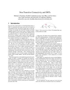 Non-Transitive Connectivity and DHTs Michael J. Freedman, Karthik Lakshminarayanan, Sean Rhea, and Ion Stoica New York University and University of California, Berkeley , {karthik,srhea,istoica}@cs.berke