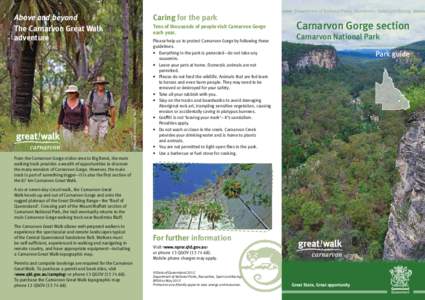Caring for the park  Above and beyond The Carnarvon Great Walk adventure