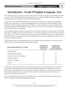 CST 2008 Released Test Questions, Grade 8 English-Language Arts - STAR (CA Dept of Education)