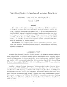 Smoothing Spline Estimation of Variance Functions Anna LIU, Tiejun TONG and Yuedong WANG ∗  January 11, 2006