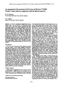 GEOPHYSICALRESEARCHLETTERS,VOL. 23, NO. 25, PAGES3695-3698,DECEMBER 15, 1996  An assessment of the accuracyof 14.5 years of Nimbus 7 TOMS Version 7 ozonedata by comparisonwith the Dobsonnetwork R. D. McPeters