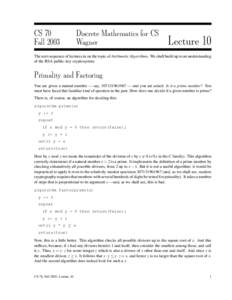CS 70 Fall 2003 Discrete Mathematics for CS Wagner