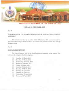LEGISLATIVE  ASSEMBLY OF THE STATE OF GOA