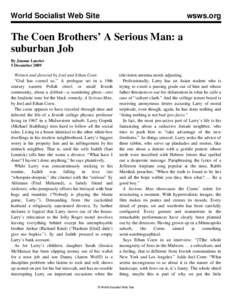 World Socialist Web Site  wsws.org The Coen Brothers’ A Serious Man: a suburban Job