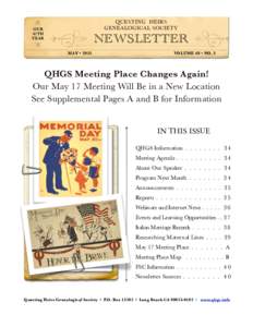 QUESTING HEIRS GENEALOGICAL SOCIETY o OUR 47TH