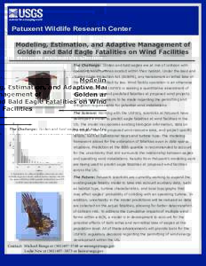 Patuxent Wildlife Research Center Modeling, Estimation, and Adaptive Management of Golden and Bald Eagle Fatalities on Wind Facilities The Challenge: Golden and bald eagles are at risk of collision with operating wind tu