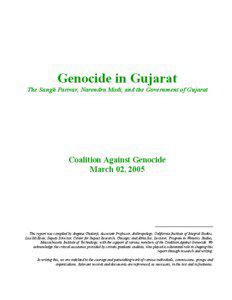 Gujarati people / Narendra Modi / Personae non gratae / Gujarat violence / Coalition Against Genocide / Angana P. Chatterji / Haren Pandya / Bharatiya Janata Party / Gujarat / India / Religious violence in India / Hindutva