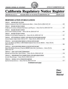 California Regulatory Notice Register 2014, Volume No. 5-Z