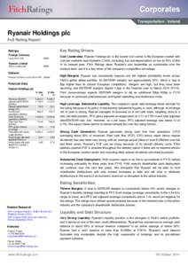 Corporates Transportation / Ireland Ryanair Holdings plc Full Rating Report Key Rating Drivers