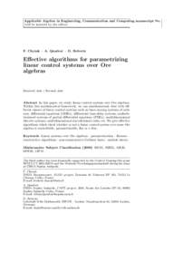 Applicable Algebra in Engineering, Communication and Computing manuscript No. (will be inserted by the editor) F. Chyzak · A. Quadrat · D. Robertz  Effective algorithms for parametrizing