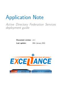 Application Note Active Directory Federation Services deployment guide Document version: v1.1 Last update: