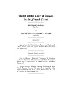 United States Court of Appeals for the Federal Circuit ______________________ KENNAMETAL, INC., Appellant