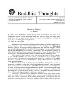 Buddhist Thoughts Salt Lake Buddhist Temple: 211 West 100 South Salt Lake City, Utah 84101, volume 22 issue 4 web site: slbuddhist.org  April, 2014