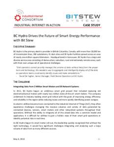 INDUSTRIAL INTERNET IN ACTION  CASE STUDY BC Hydro Drives the Future of Smart Energy Performance with Bit Stew