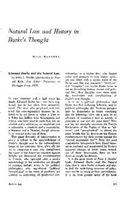 Natural Law and History in Burke’s Thought WILL HERBERG