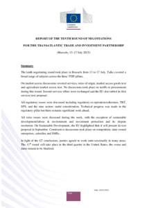 Report of the 10th TTIP negotiation round