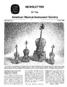 NEWSLETTER Of The American Musical Instrument Society VOL. VIII, No.3